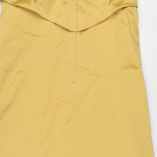 Eclipse Evening Wear Womens Gold Polyester A-Line Size 26 Off the Shoulder Zip