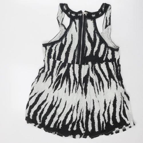 Miss Posh Womens Black Animal Print Cotton Basic Tank Size 10 Scoop Neck - Zebra Print