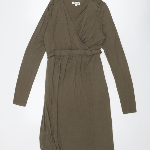 Lazy Lu Womens Green Viscose Shift Size 10 V-Neck Pullover