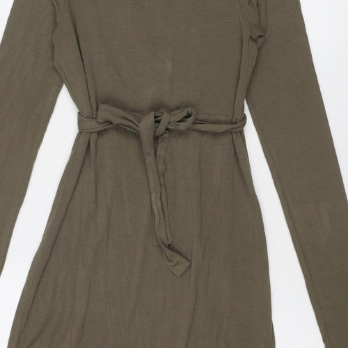 Lazy Lu Womens Green Viscose Shift Size 10 V-Neck Pullover