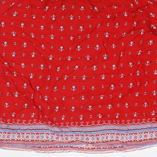 Marks and Spencer Womens Red Geometric Modal Basic Blouse Size 18 Round Neck