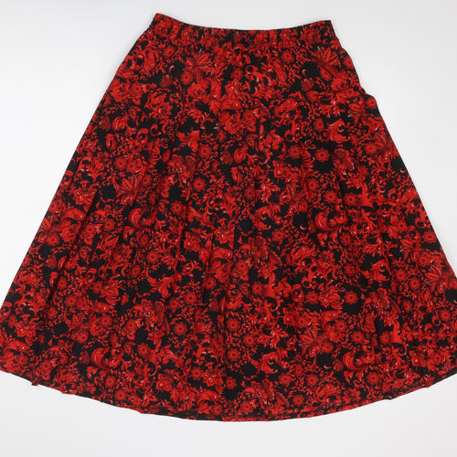 Ottima Womens Red Geometric Polyester Pleated Skirt Size 30 in