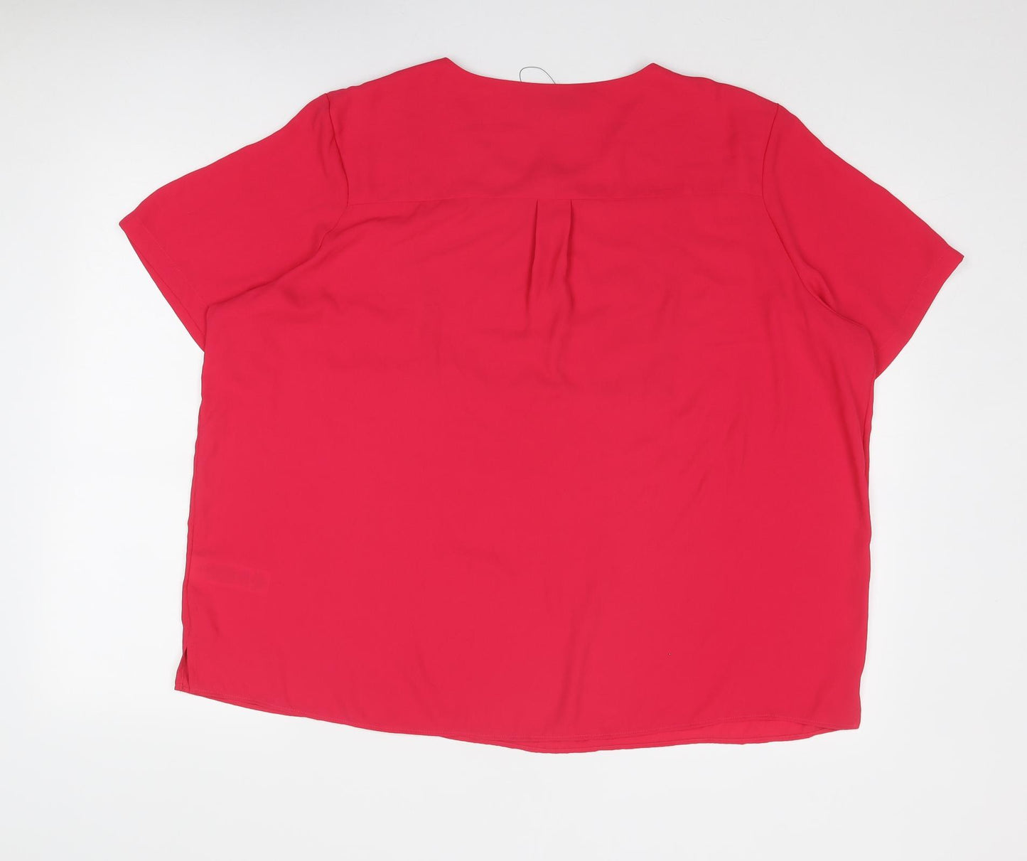 Marks and Spencer Womens Pink Polyester Basic Blouse Size 22 Round Neck