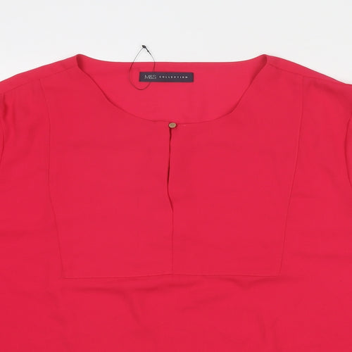 Marks and Spencer Womens Pink Polyester Basic Blouse Size 22 Round Neck