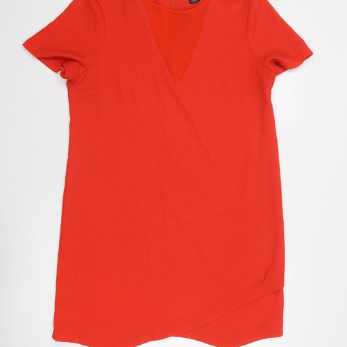 Warehouse Womens Red Polyester A-Line Size 16 Round Neck Zip
