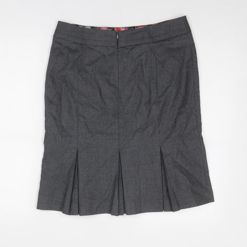 Ted Baker Womens Grey Wool A-Line Skirt Size 10 Zip