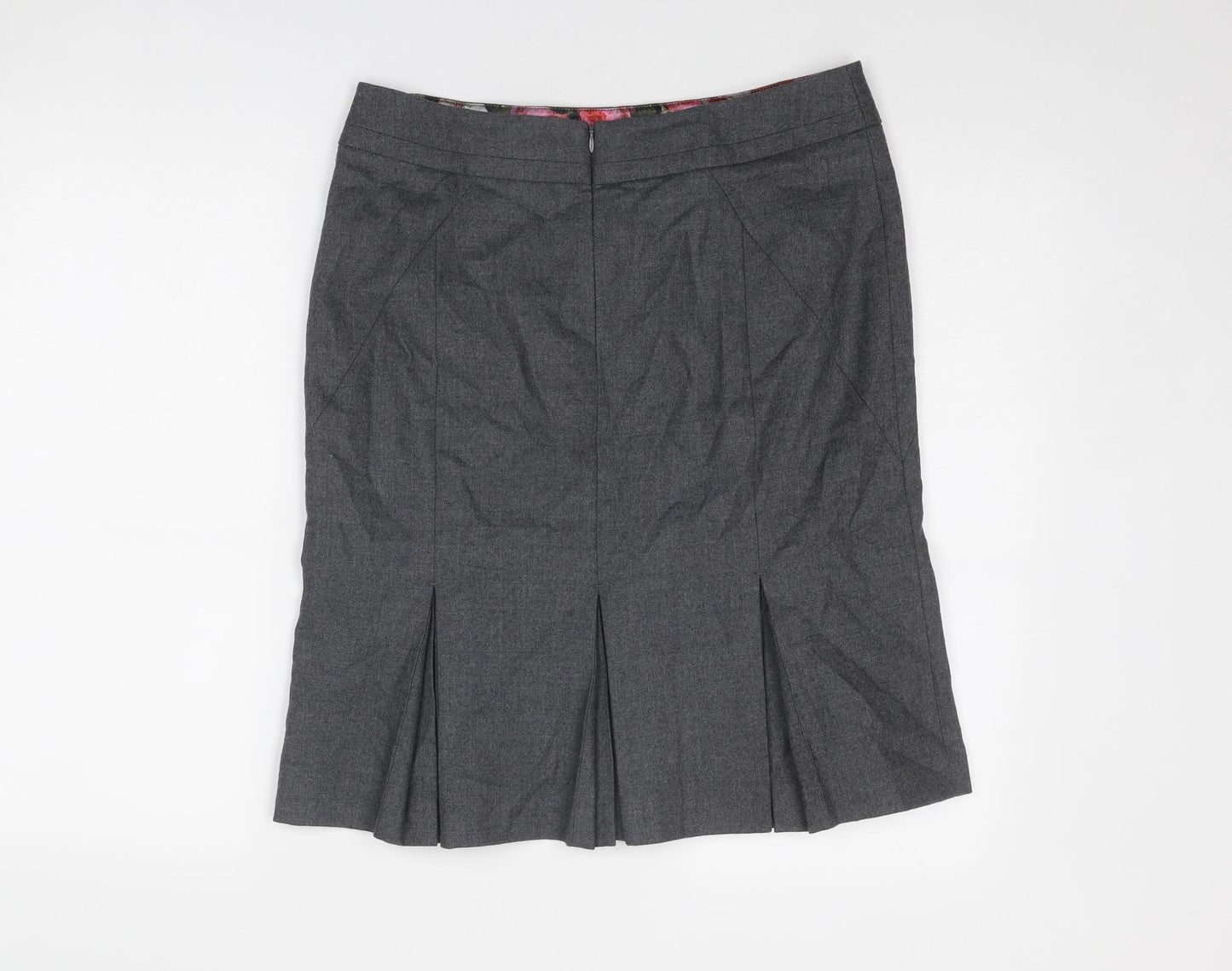 Ted Baker Womens Grey Wool A-Line Skirt Size 10 Zip