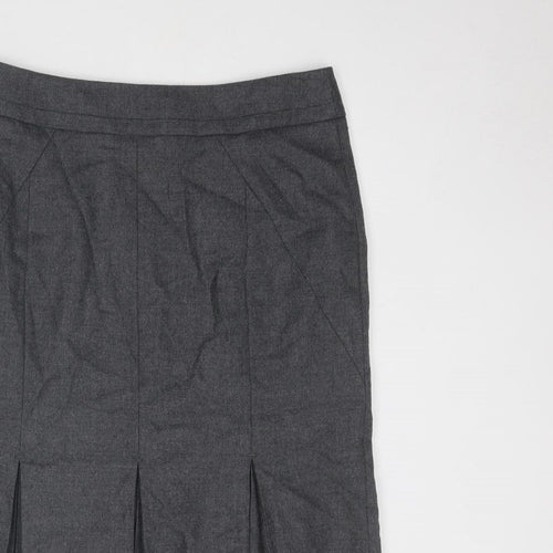 Ted Baker Womens Grey Wool A-Line Skirt Size 10 Zip