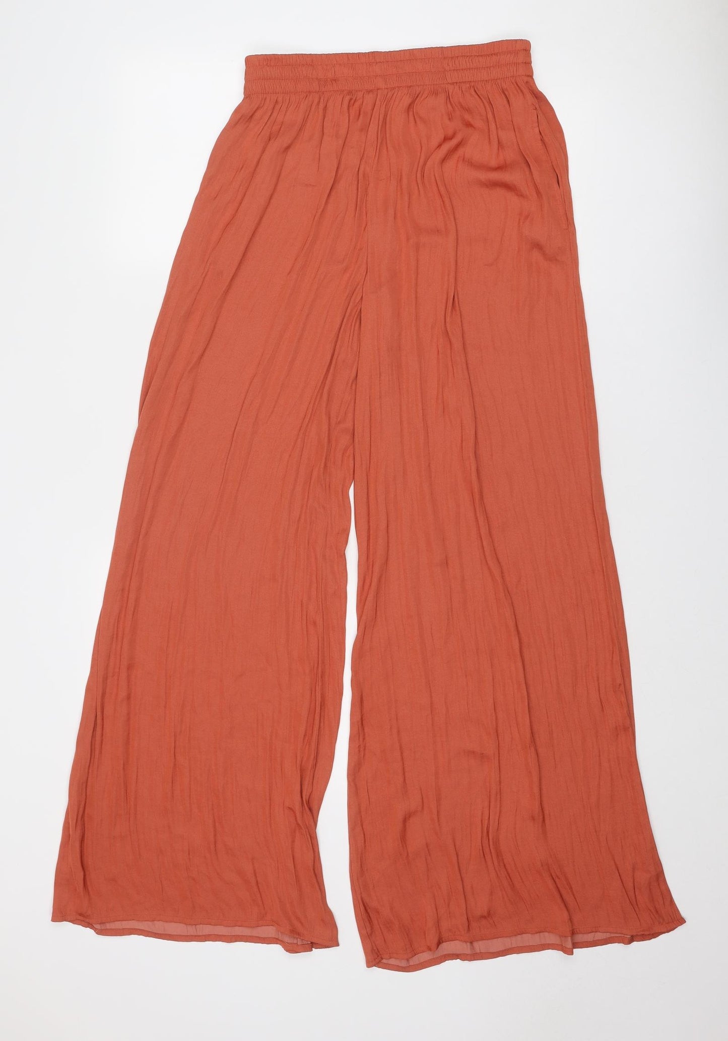 Zara Womens Orange Polyester Trousers Size S Regular