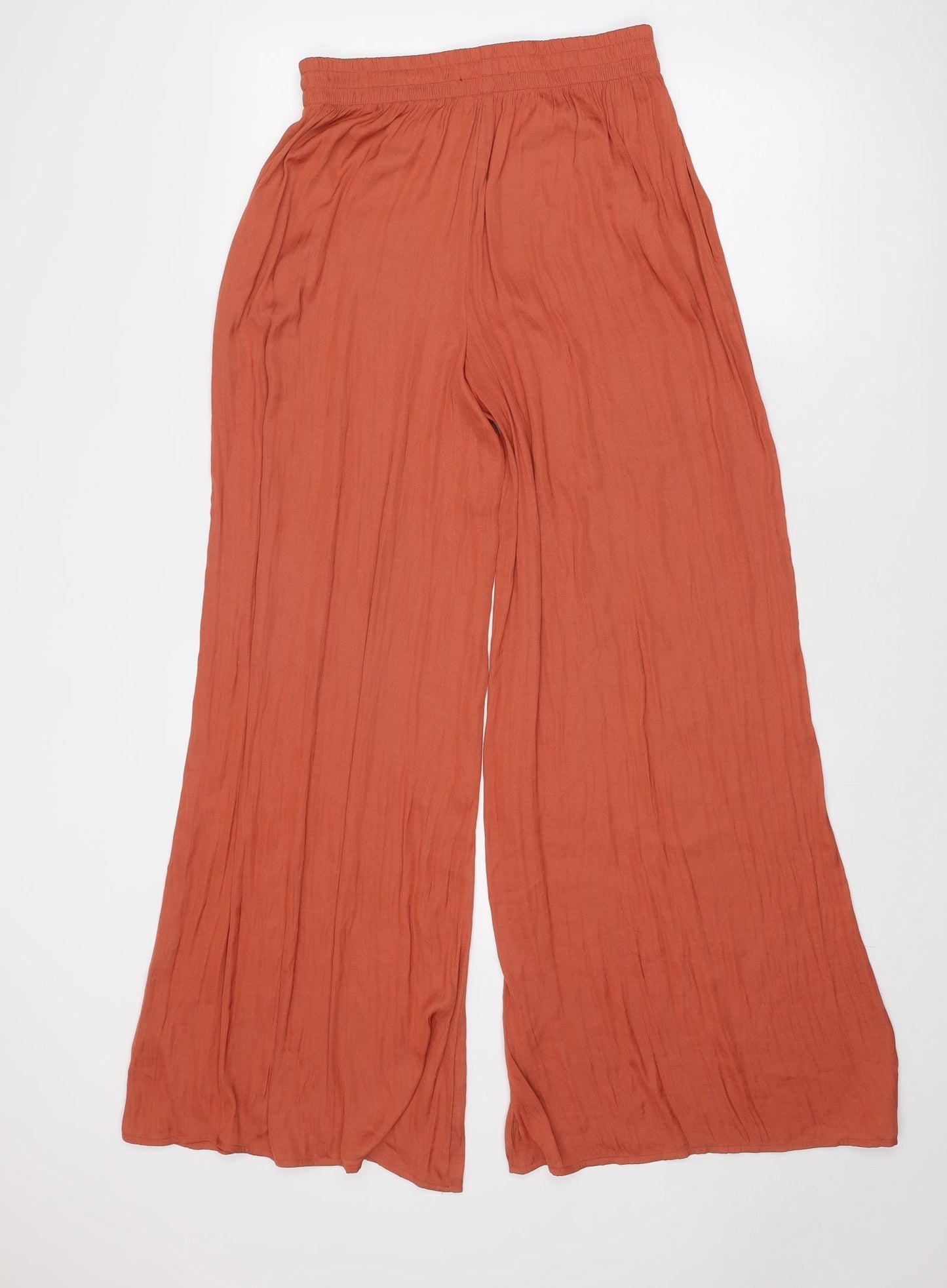 Zara Womens Orange Polyester Trousers Size S Regular