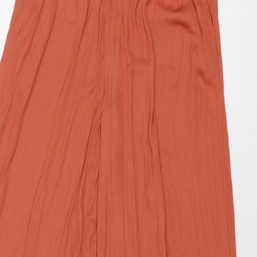 Zara Womens Orange Polyester Trousers Size S Regular