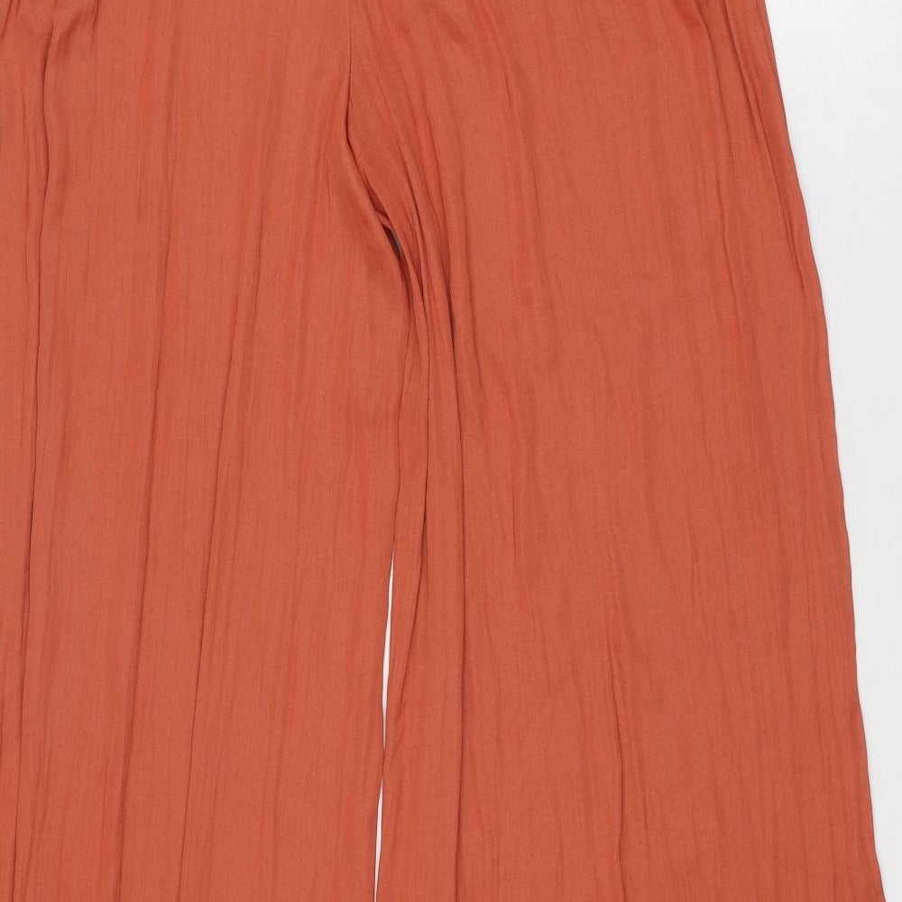 Zara Womens Orange Polyester Trousers Size S Regular