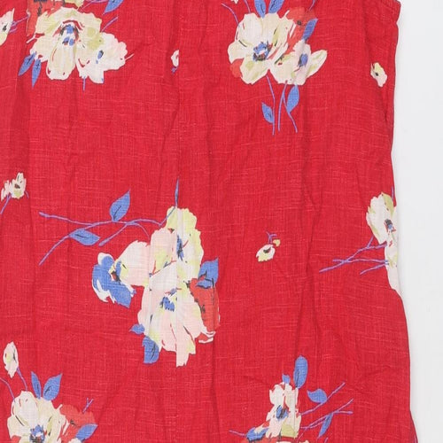 NEXT Womens Pink Floral Linen Tank Dress Size 16 Round Neck Button