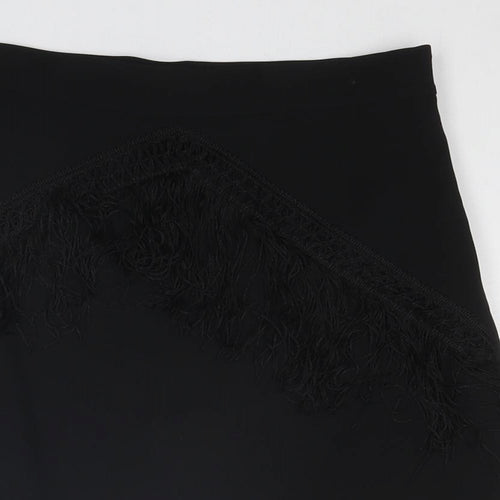 Zara Womens Black Polyester A-Line Skirt Size S Zip