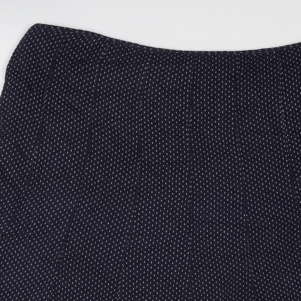 Per Una Womens Blue Geometric Viscose Swing Skirt Size 22 Zip