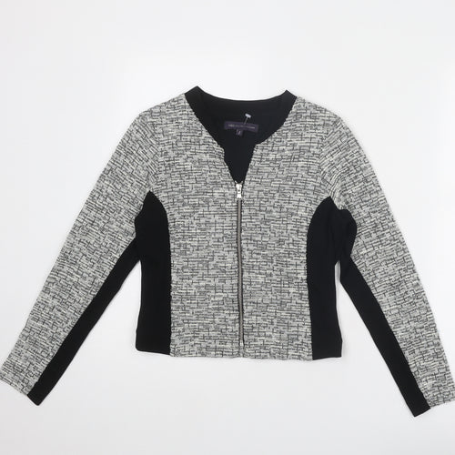Marks and Spencer Womens Grey Geometric Jacket Size 8 Zip - Colourblock