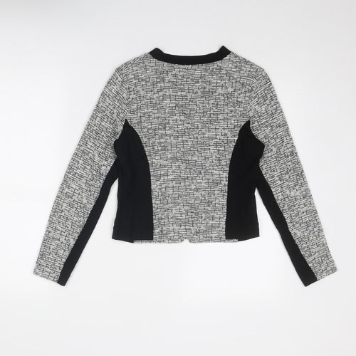 Marks and Spencer Womens Grey Geometric Jacket Size 8 Zip - Colourblock