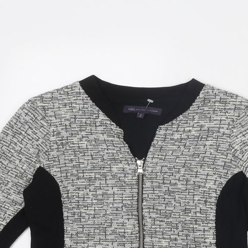 Marks and Spencer Womens Grey Geometric Jacket Size 8 Zip - Colourblock