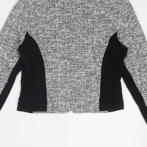 Marks and Spencer Womens Grey Geometric Jacket Size 8 Zip - Colourblock
