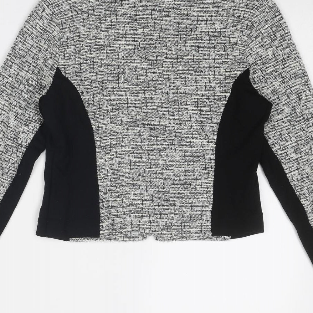Marks and Spencer Womens Grey Geometric Jacket Size 8 Zip - Colourblock