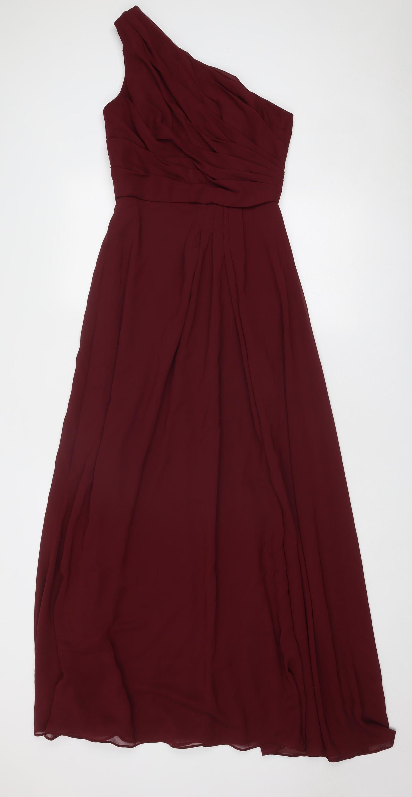 WED2B Womens Red Polyester Ball Gown Size 8 One Shoulder Zip