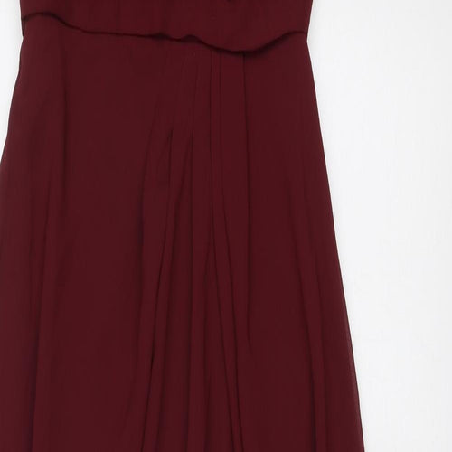WED2B Womens Red Polyester Ball Gown Size 8 One Shoulder Zip