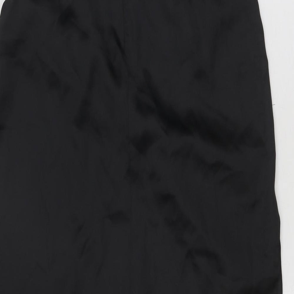 Zara Womens Black Polyester A-Line Skirt Size S Zip