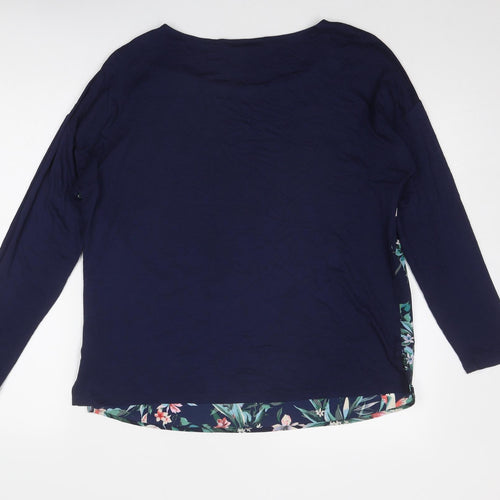 Per Una Womens Blue Floral Viscose Basic Blouse Size 14 Boat Neck - Bird Print