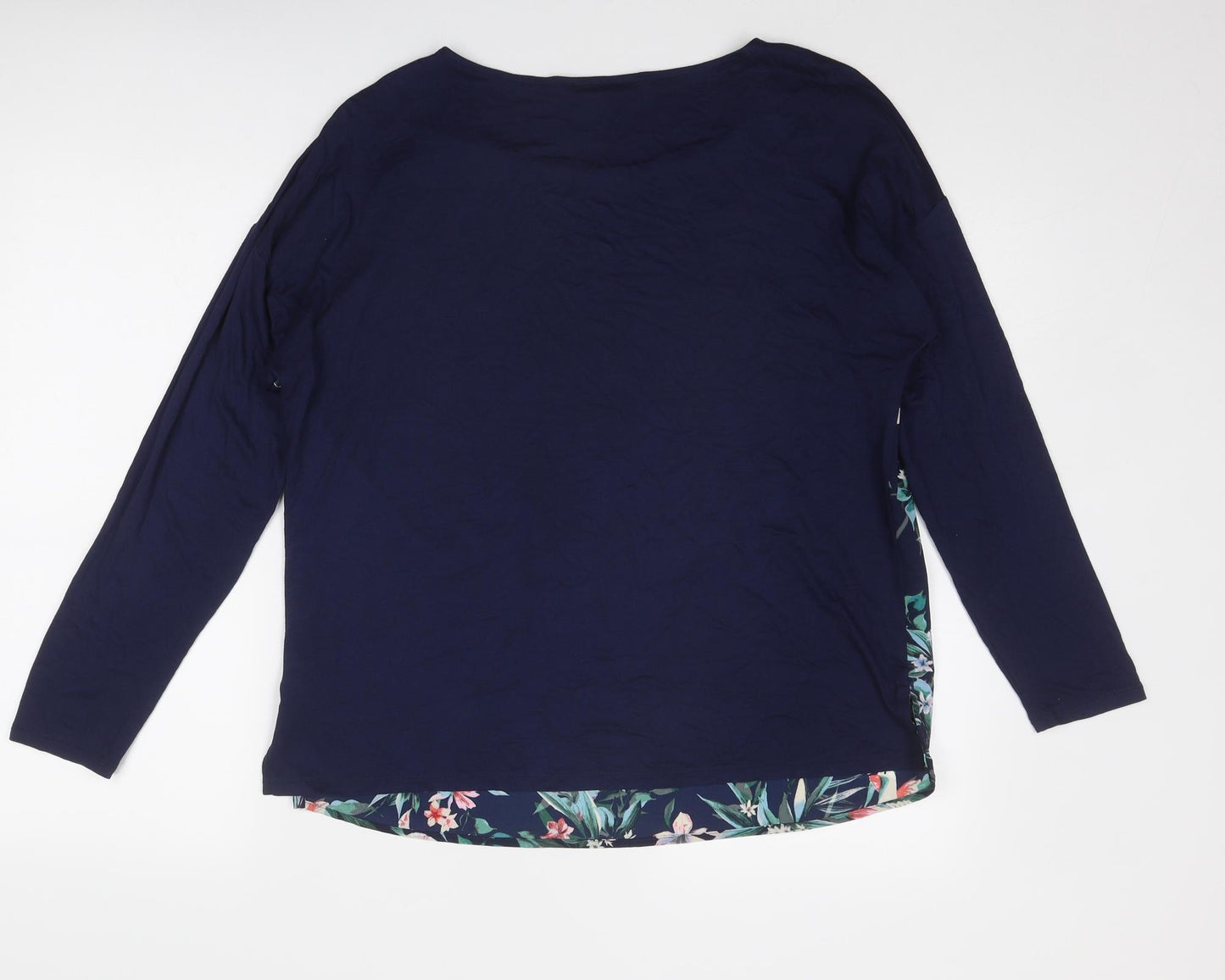 Per Una Womens Blue Floral Viscose Basic Blouse Size 14 Boat Neck - Bird Print