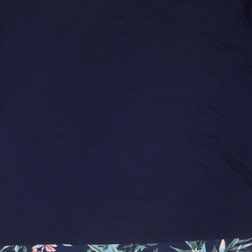 Per Una Womens Blue Floral Viscose Basic Blouse Size 14 Boat Neck - Bird Print