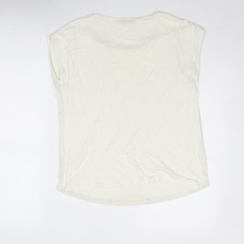 Boden Womens Ivory Cotton Basic Blouse Size 14 Boat Neck - Front Pleat Detail