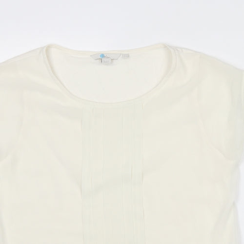 Boden Womens Ivory Cotton Basic Blouse Size 14 Boat Neck - Front Pleat Detail