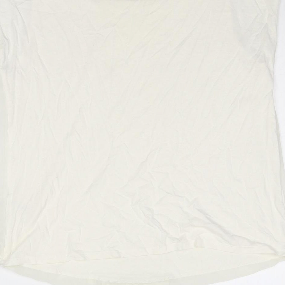 Boden Womens Ivory Cotton Basic Blouse Size 14 Boat Neck - Front Pleat Detail