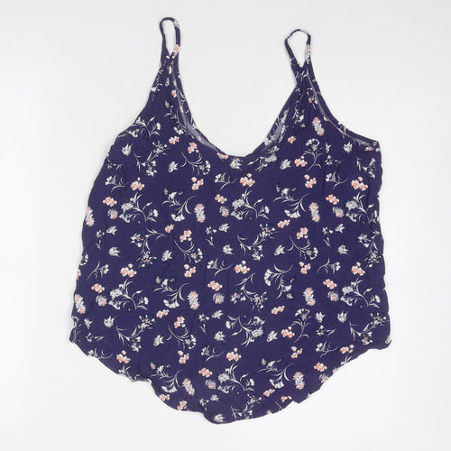 Cotton On Womens Blue Floral Viscose Camisole Tank Size L Scoop Neck