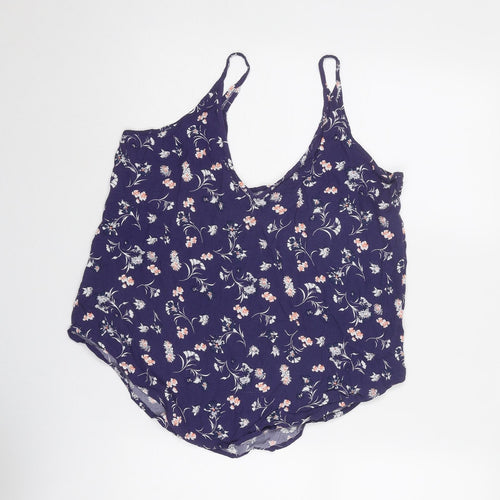 Cotton On Womens Blue Floral Viscose Camisole Tank Size L Scoop Neck