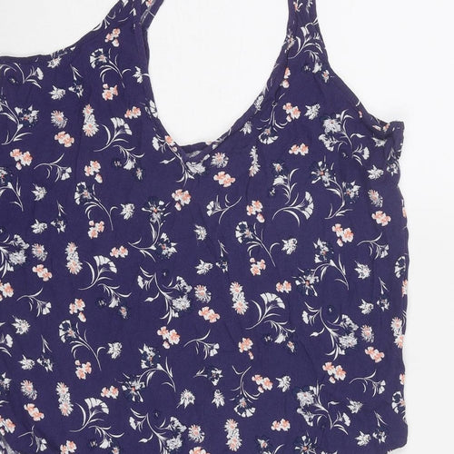 Cotton On Womens Blue Floral Viscose Camisole Tank Size L Scoop Neck