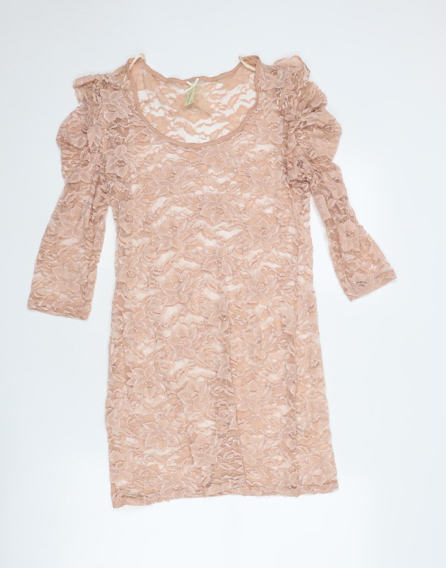 NEXT Womens Pink Geometric Nylon A-Line Size 16 Round Neck Pullover