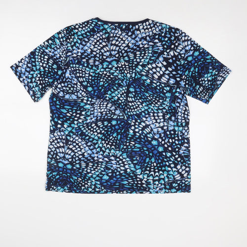 Tigi Womens Blue Geometric Polyester Basic T-Shirt Size 18 Round Neck