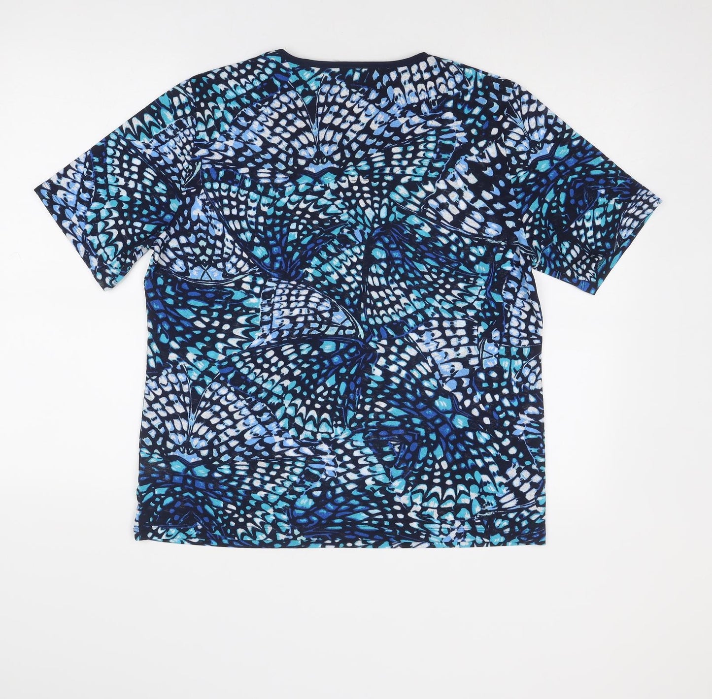 Tigi Womens Blue Geometric Polyester Basic T-Shirt Size 18 Round Neck