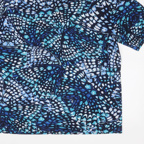 Tigi Womens Blue Geometric Polyester Basic T-Shirt Size 18 Round Neck