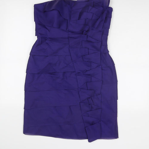 Ben Di Lisi Womens Purple Polyester A-Line Size 12 Off the Shoulder Zip