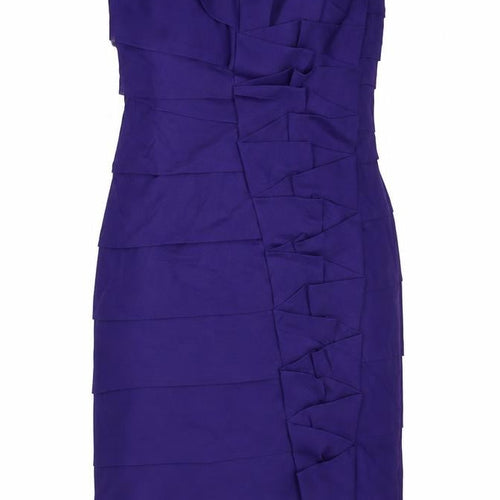 Ben Di Lisi Womens Purple Polyester A-Line Size 12 Off the Shoulder Zip