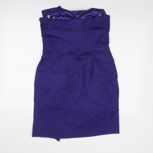 Ben Di Lisi Womens Purple Polyester A-Line Size 12 Off the Shoulder Zip