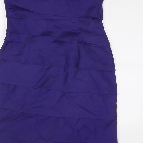 Ben Di Lisi Womens Purple Polyester A-Line Size 12 Off the Shoulder Zip