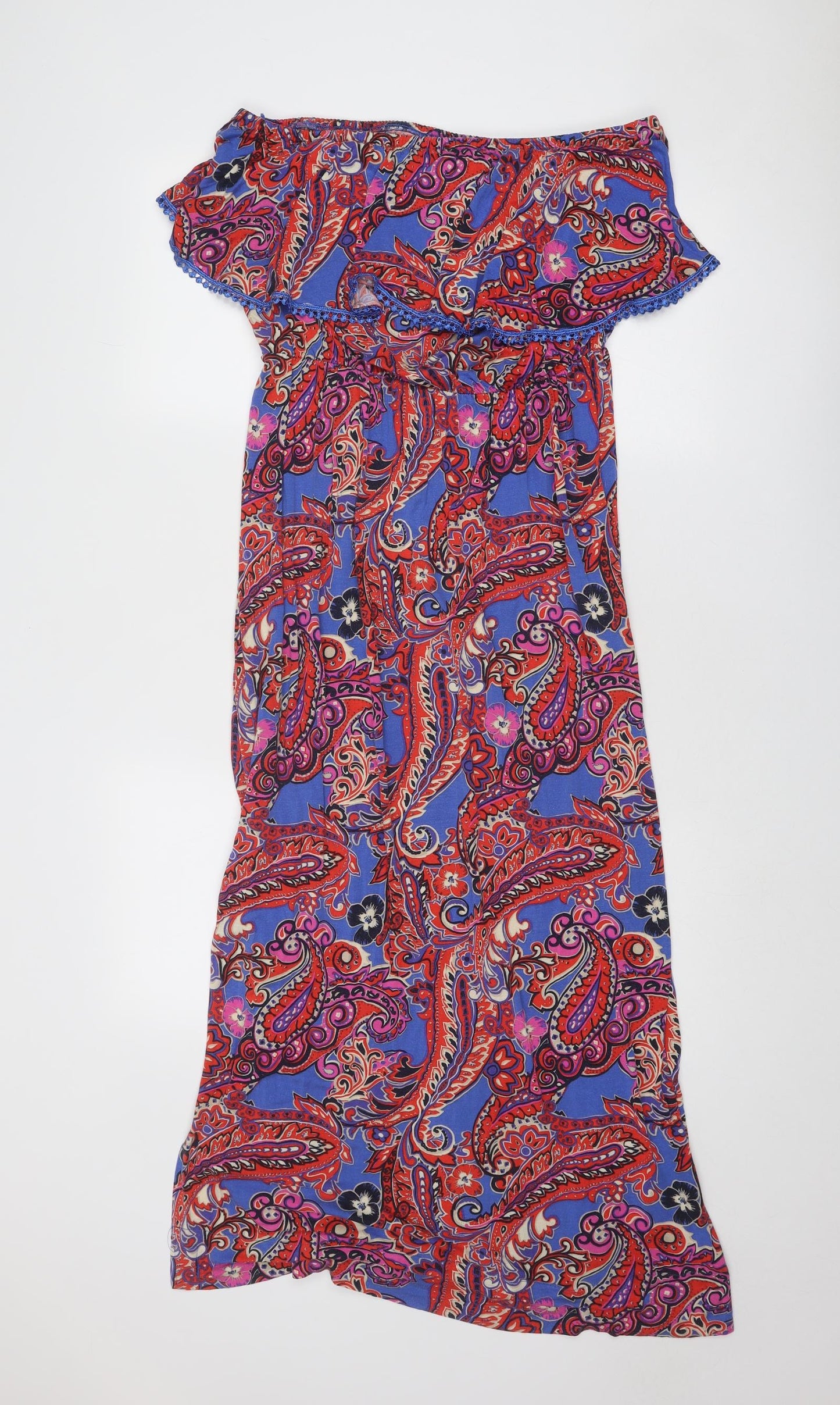 NEXT Womens Multicoloured Paisley Viscose Maxi Size 18 Off the Shoulder Pullover