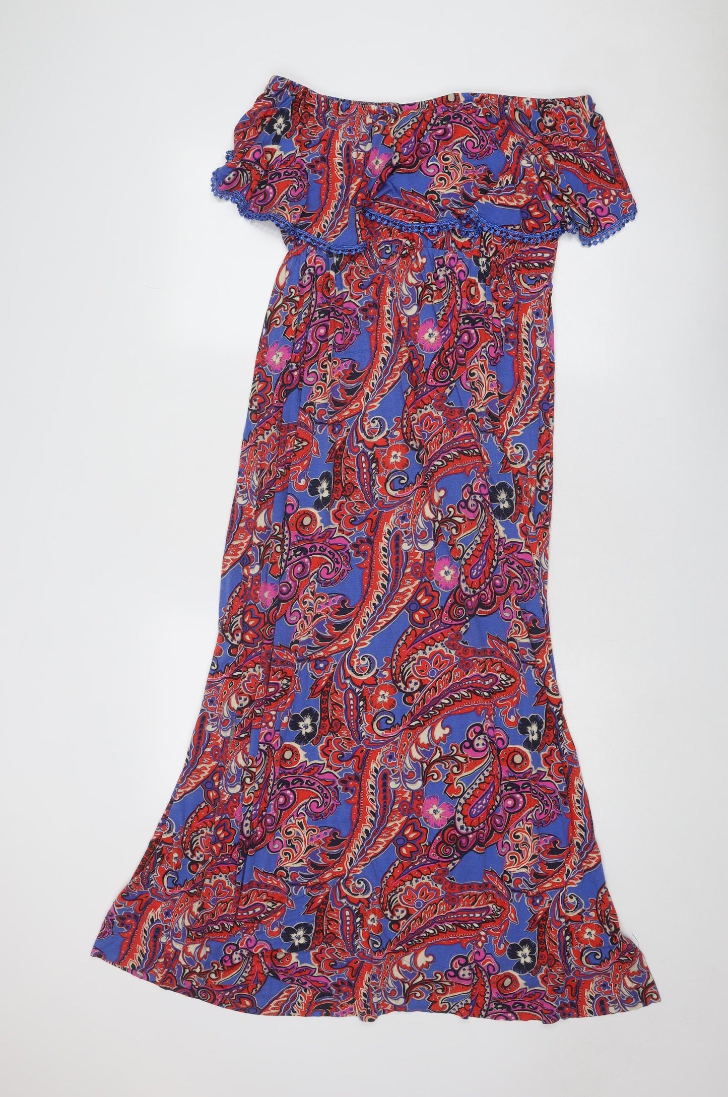 NEXT Womens Multicoloured Paisley Viscose Maxi Size 18 Off the Shoulder Pullover