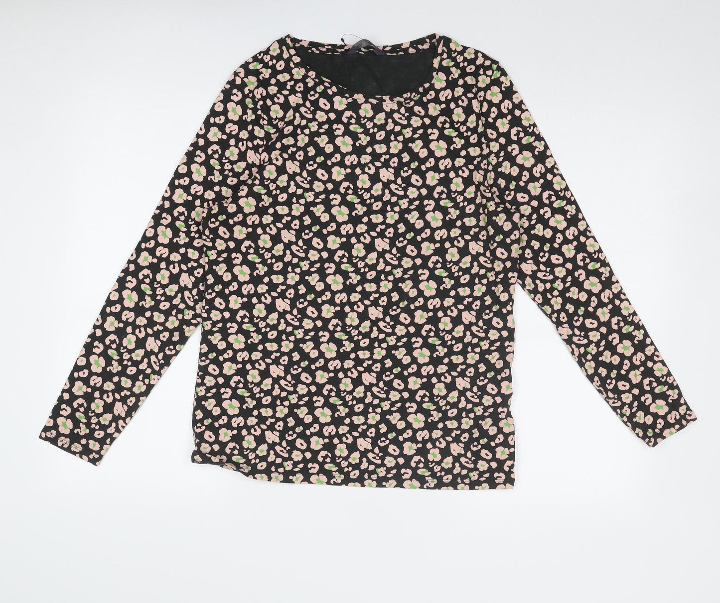 Marks and Spencer Womens Multicoloured Animal Print Cotton Basic Blouse Size 14 Boat Neck