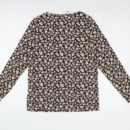 Marks and Spencer Womens Multicoloured Animal Print Cotton Basic Blouse Size 14 Boat Neck