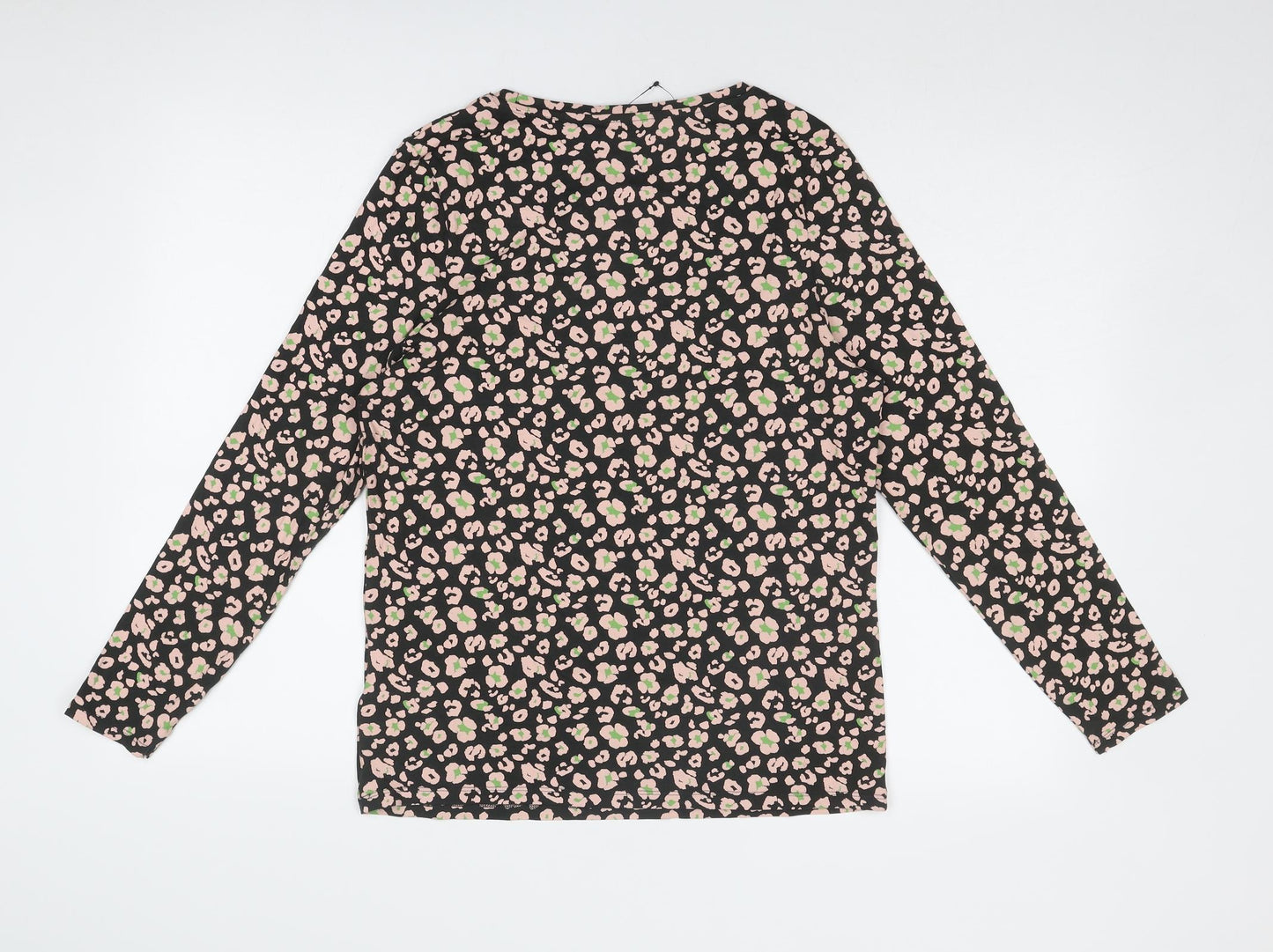 Marks and Spencer Womens Multicoloured Animal Print Cotton Basic Blouse Size 14 Boat Neck