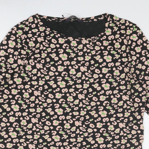 Marks and Spencer Womens Multicoloured Animal Print Cotton Basic Blouse Size 14 Boat Neck